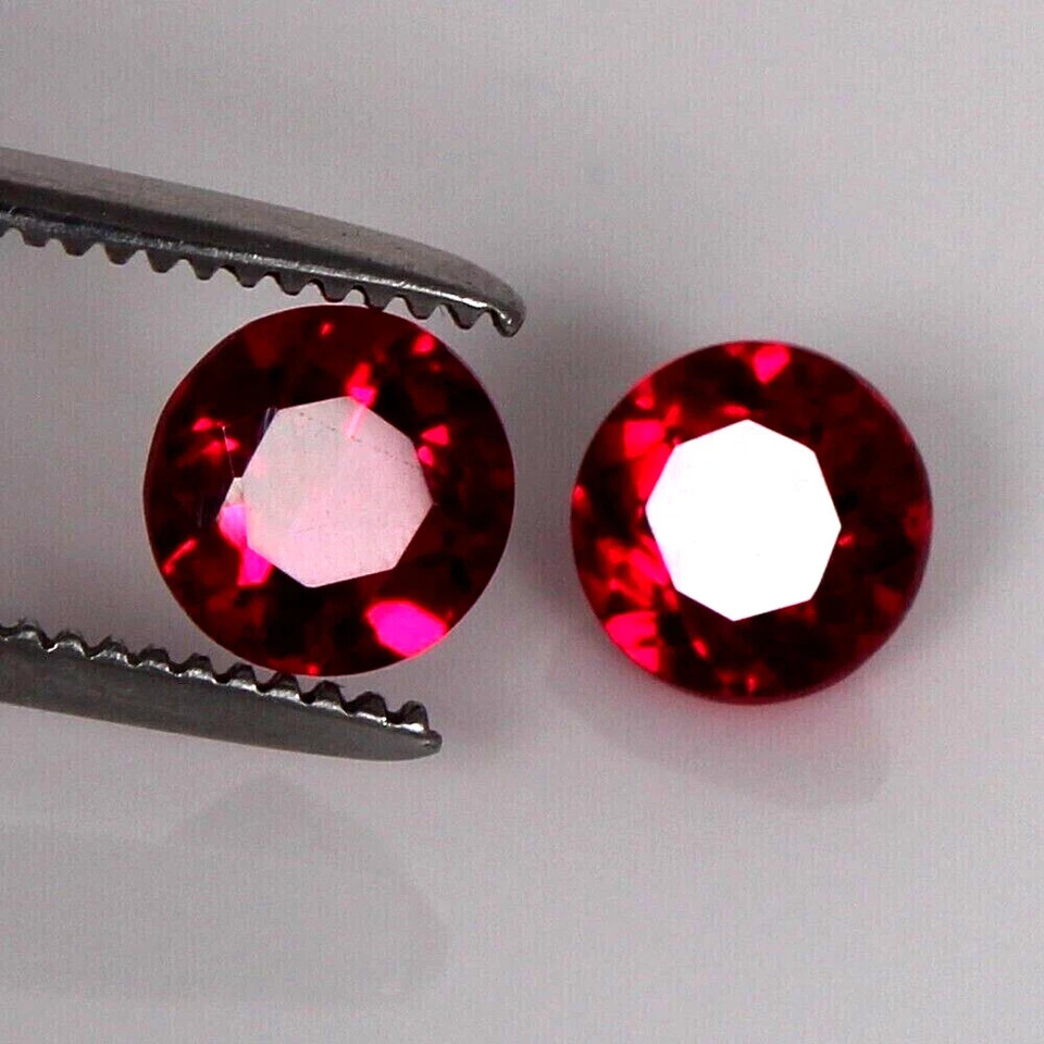 2.00 Ct Approx. Natural Round Mozambique Red Ruby Matching Pair Loose Gemstone