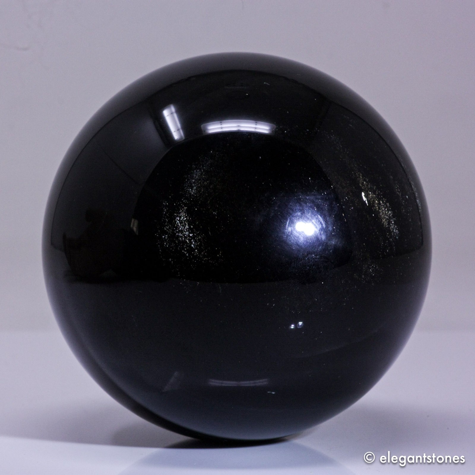 3.0″ 1.3lbs Flashy Silver Sheen Obsidian Sphere Crystal Ball Reiki Healing Stone