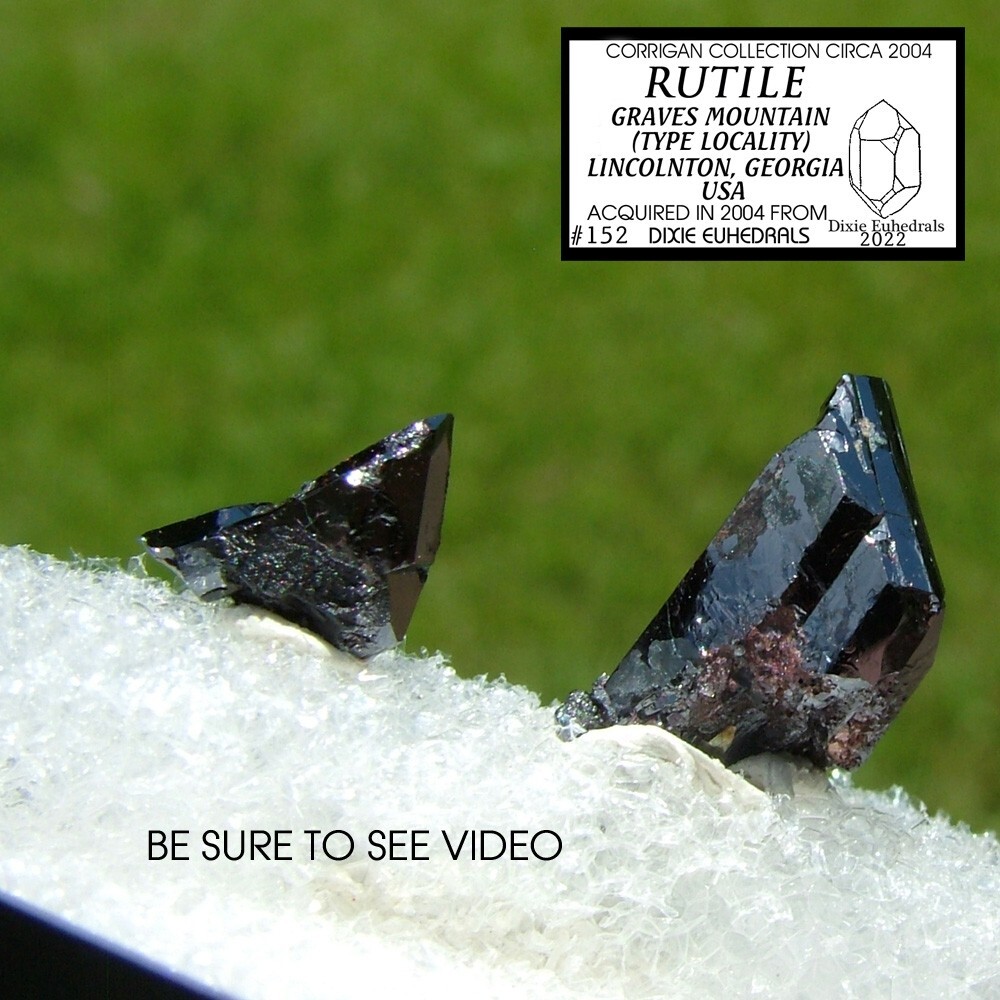 2 TINY mirror-faced graves mountain RUTILE CRYSTAL perky box mtn Georgia #152