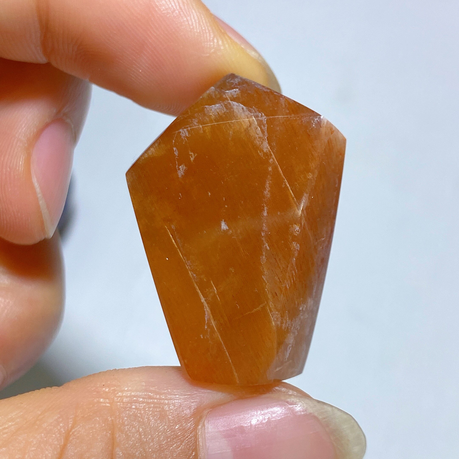 Golden Rainbow Copper Sunstone Freeform Palm Crystal Specimen