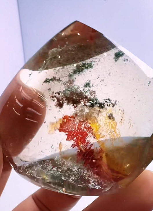 66*57*34mm Natural Color Garden Quartz Carved Palm Crystal Reiki Healing