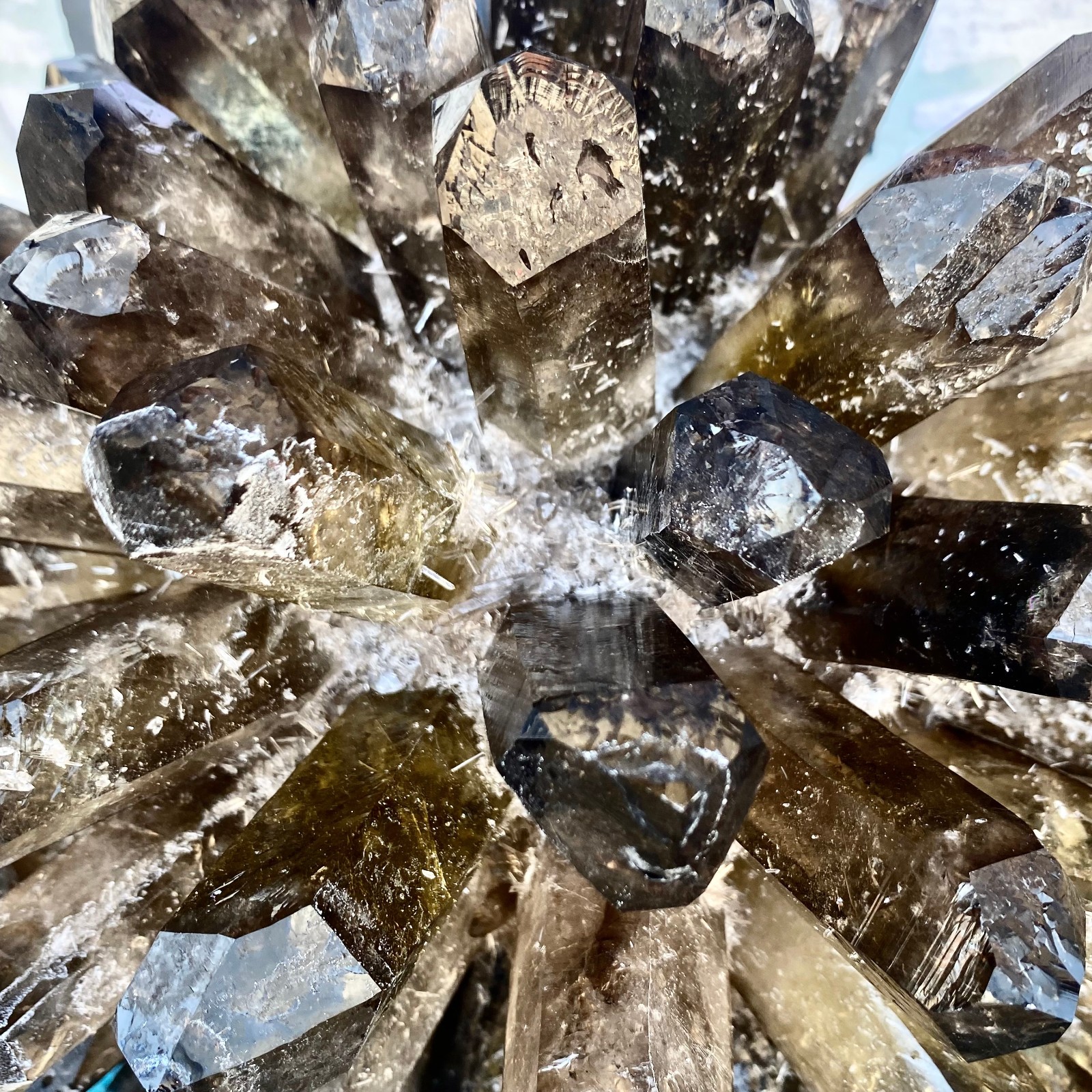 12G New Find black Phantom Quartz Crystal Cluster Mineral Specimen Healing