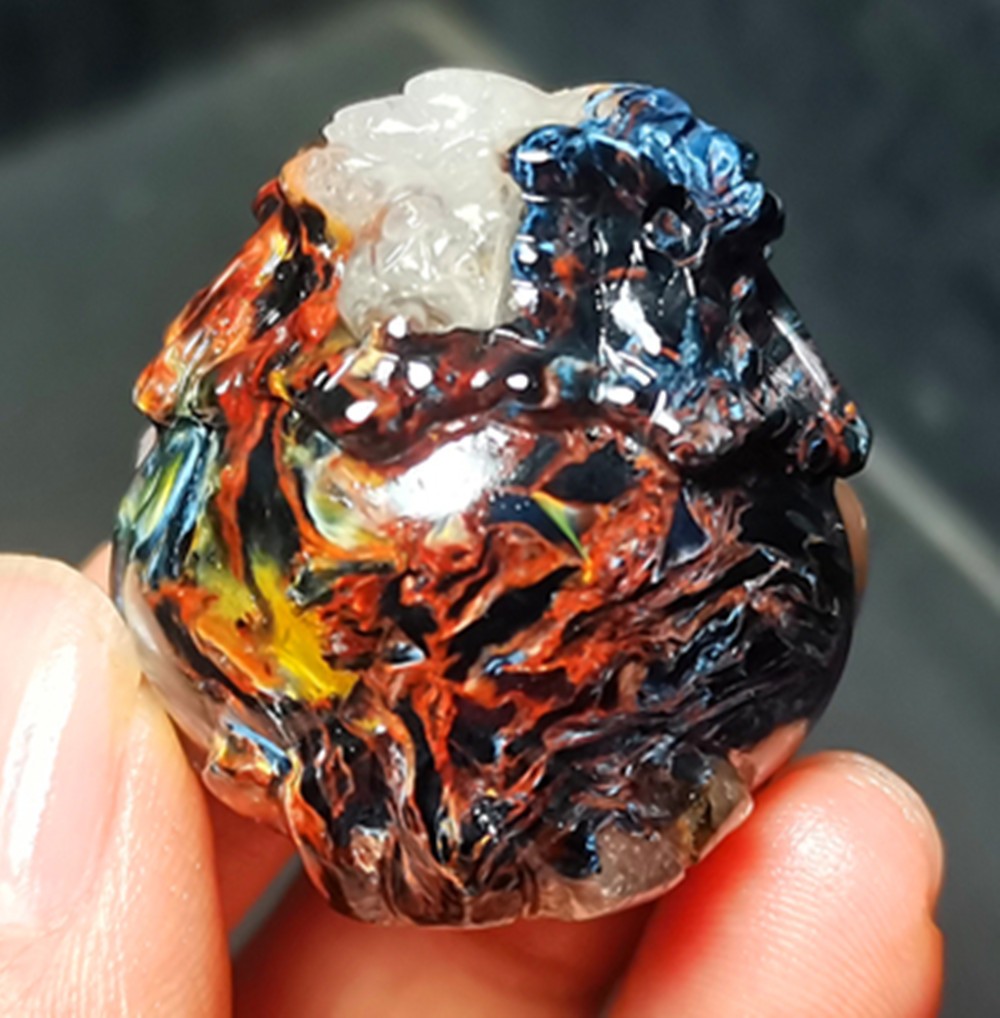 34.3g Natural Namibia ” Pietersite” Gemstone Hand-carved Dragon Tortoise WYY3865