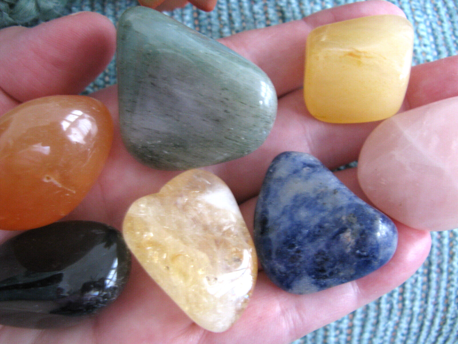 NEW LARGE CHAKRA CRYSTAL HEALING TUMBLED NATURAL GEMSTONE SET OF 7