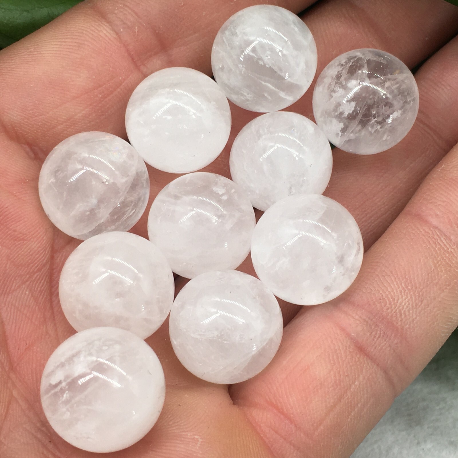 10pc Natural white crystal Quartz hand Carved ball crystal Reiki healing