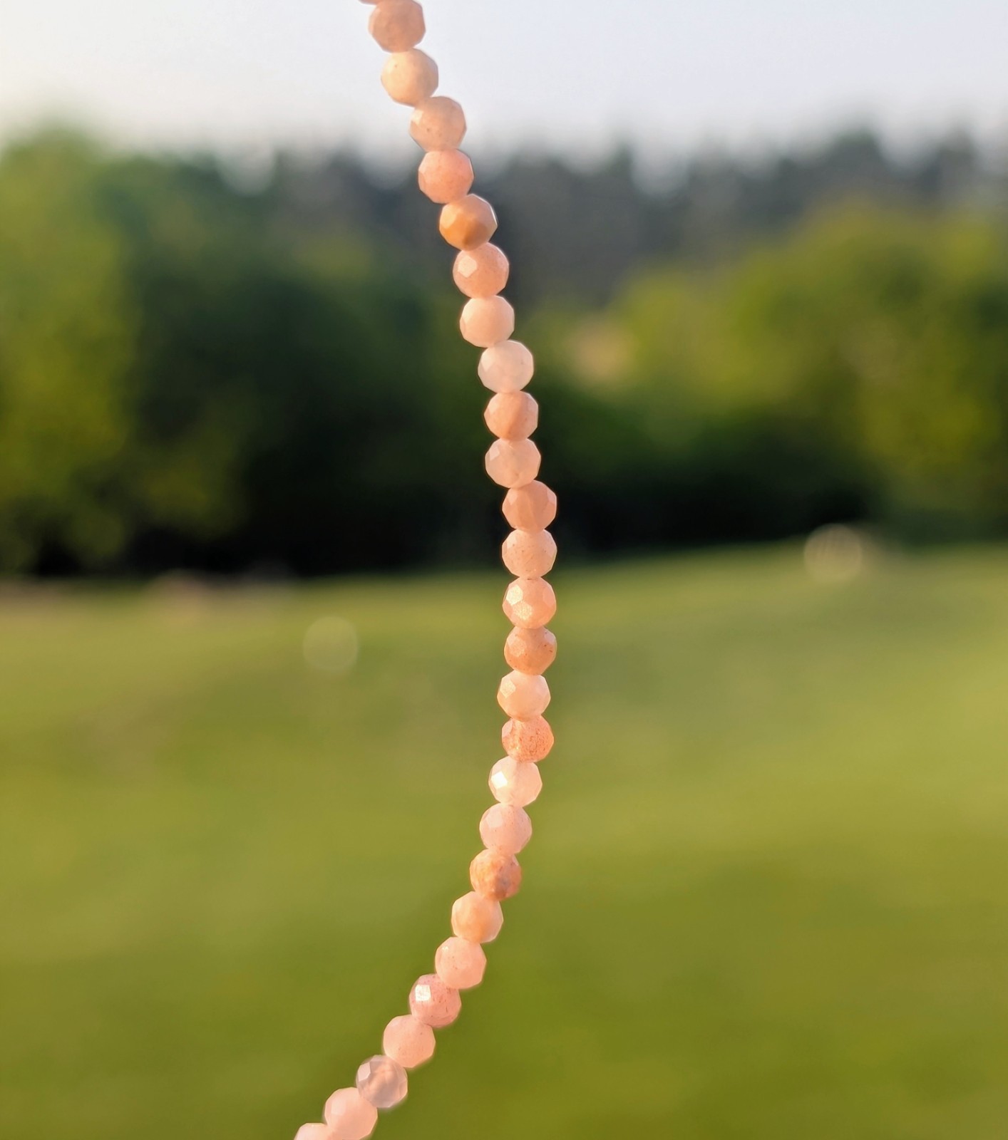 Sunstone Necklace 17″ 3mm Faceted Beads Gemstone Chakra