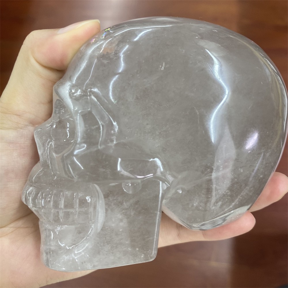 1.9LB 4.2″Natural A+Smoky Quartz Skull Statue Crystal Carving Reiki Heal Decor