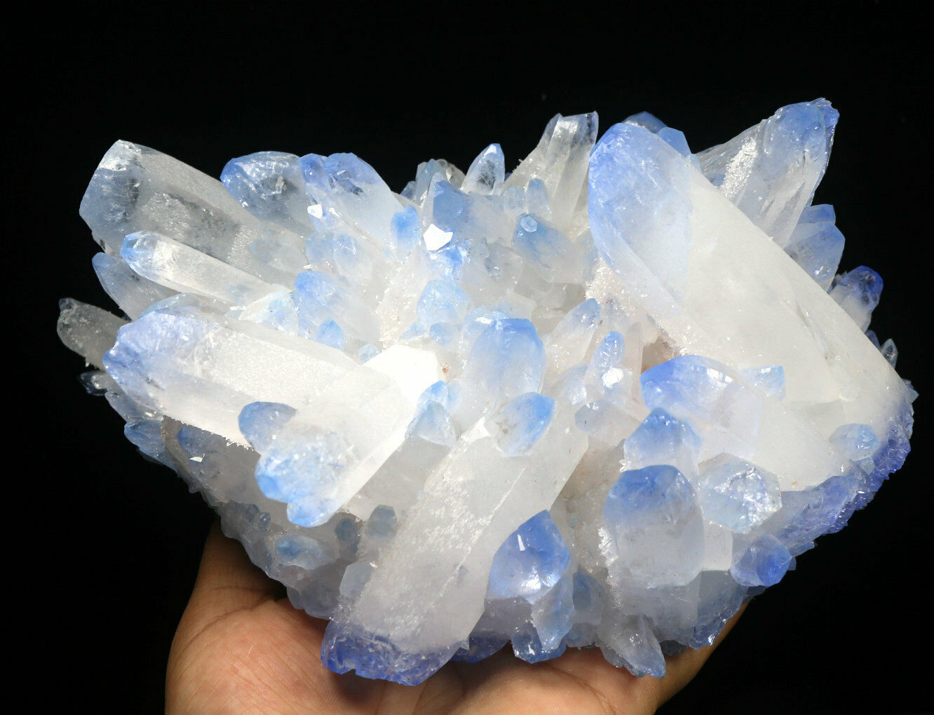 5.43 lb Rare Beatiful Blue Tibetan Ghost phantom Quartz Crystal Cluster Specimen