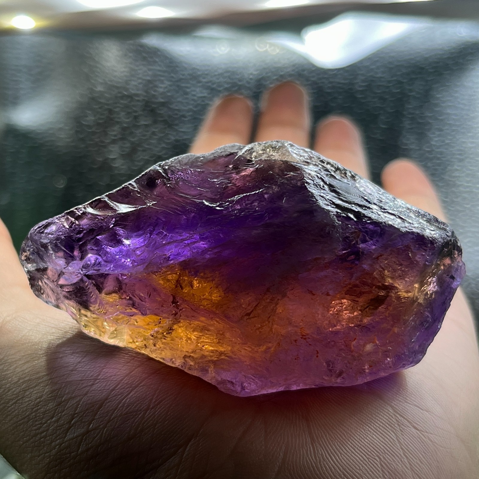 673 Cts Rare Big Ametrine Rough Gemstone – Natural Raw Amethyst and Citrine.