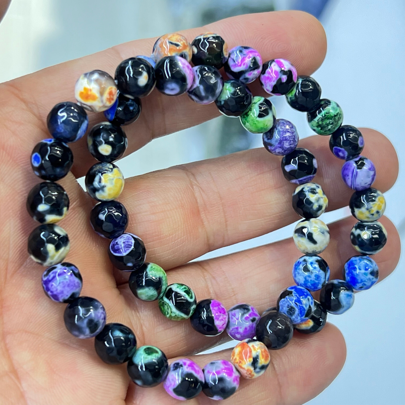 Wholesale Lot 6 Pcs agate 8 mm 7.5″ Crystal Stretch Bracelet