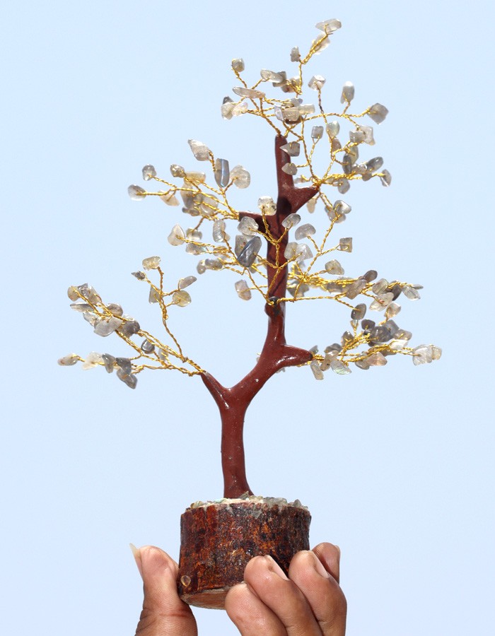 Fiery Labradorite 150+ Gemstones Golden Branches Tree Decor 8-9.5″ GW