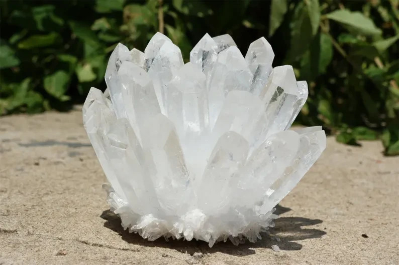 720G Genuine Clear Quartz Cluster Natural White Crystal Healing Home Art Decor