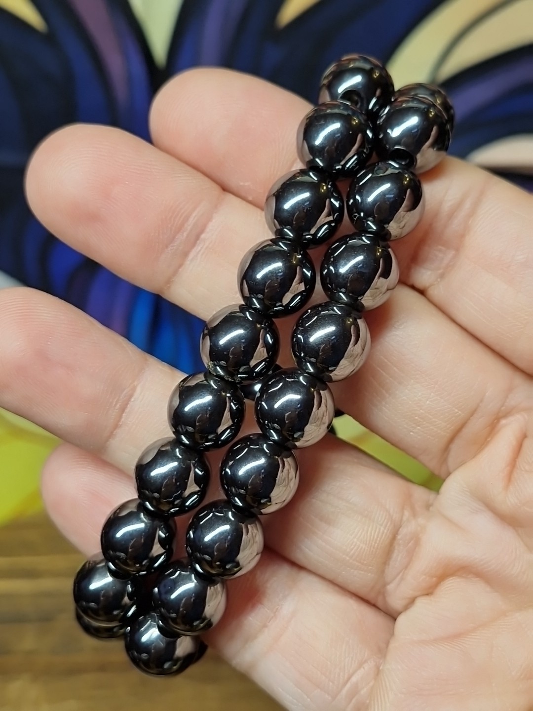 Hematite Crystal Bracelet 10mm Genuine Bead Stretch Fit 20cm 1pc Protection