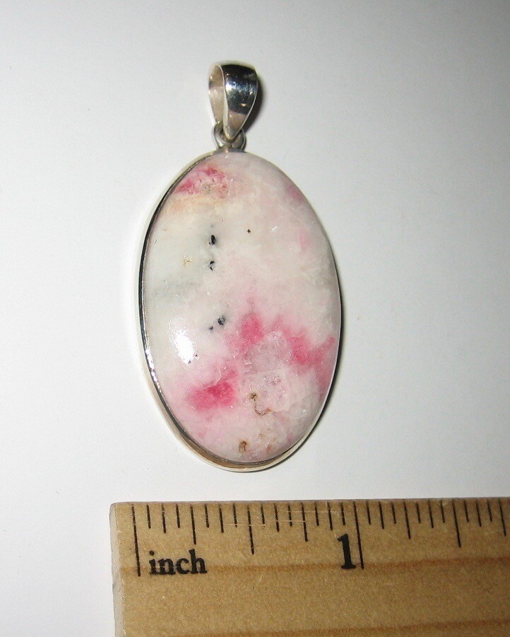 34x23mm RARE! POLISHED NATURAL TUGTUPITE STONE MINERAL SILVER PENDANT ~ 10.1g *A