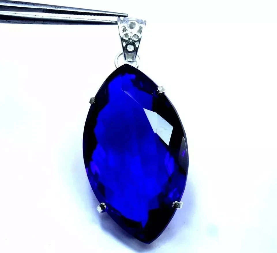 Marquise Cut Natural 90 Ct +Blue Topaz 925 Solid Silver Pendant Loose Gemstone