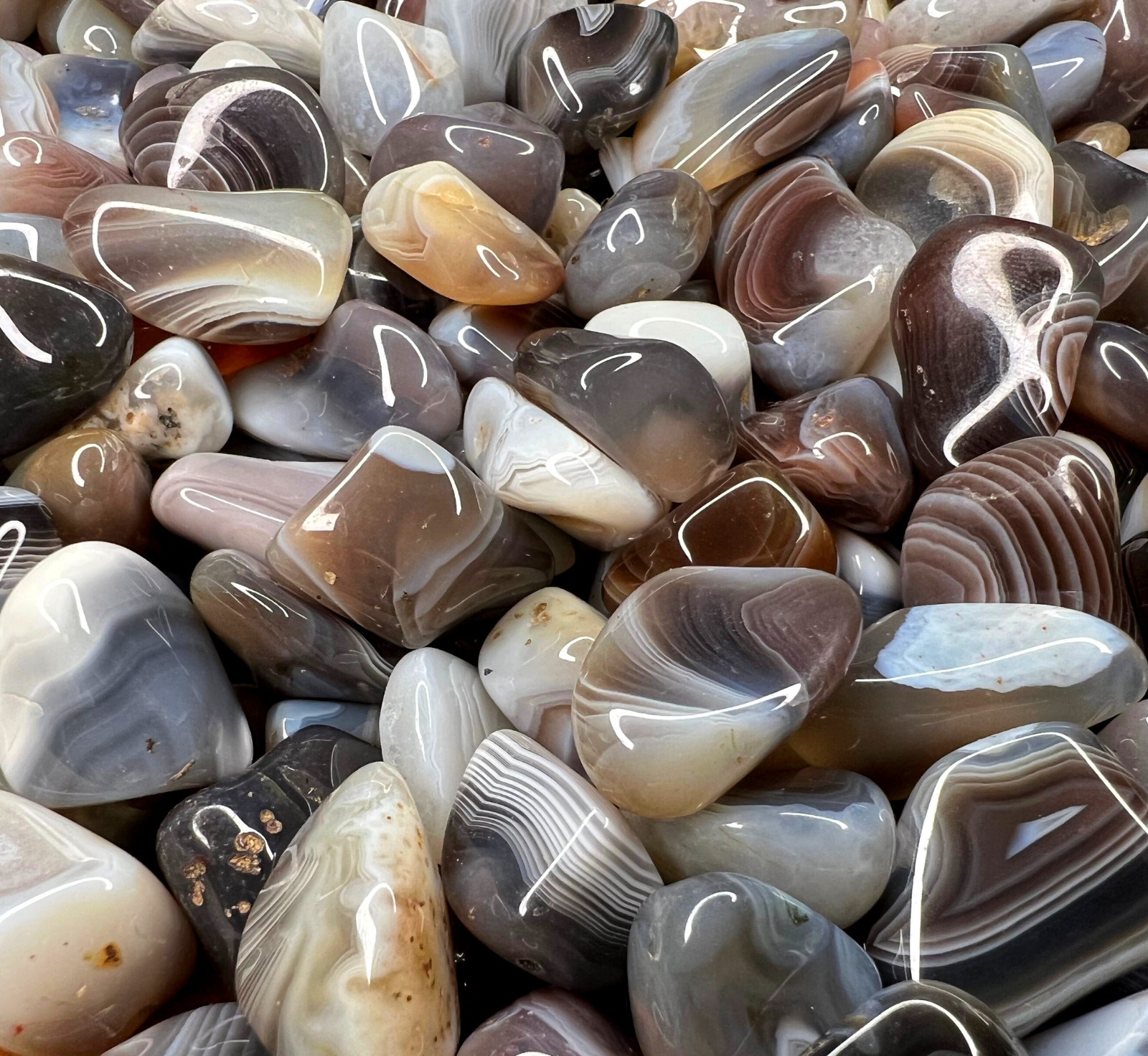 Grey Botswana Tumbled Gemstones – Bulk Wholesale Options – 1 LB