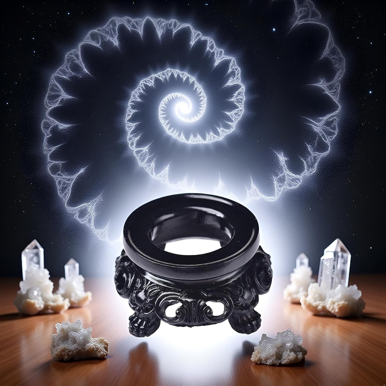 2Pcs Black Wooden Display Stand for Crystal Sphere Quartz Ball Holder