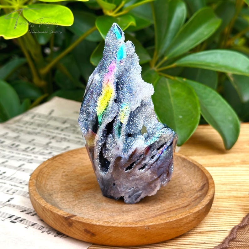 200-250g Aura Angel sphalerite Crystal Cluster Chunk – Aura Geode Crystal Tower