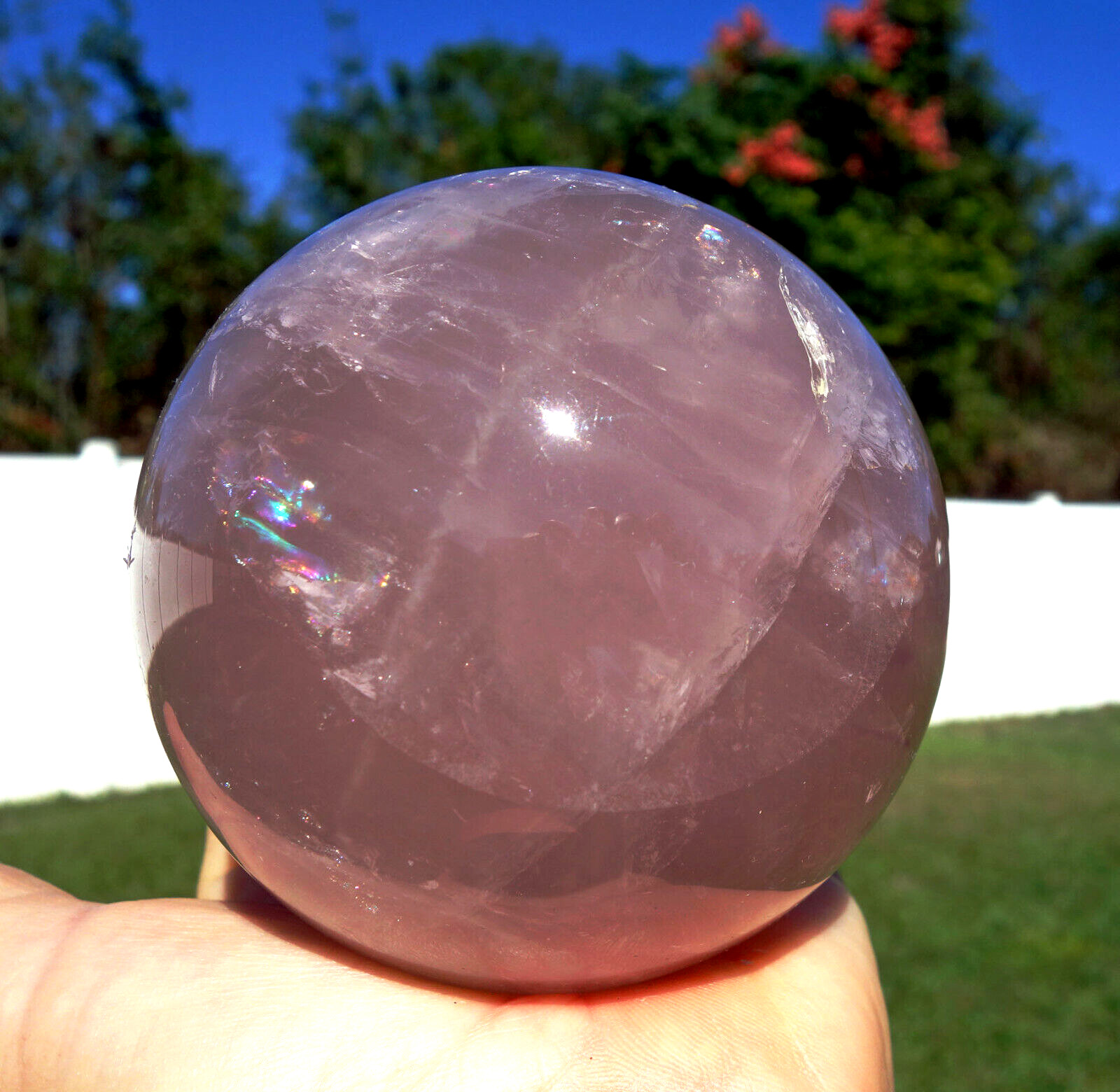 Rich Vivid PINK STAR ROSE Quartz Crystal Sphere Ball DEEP Fantastic COLOR