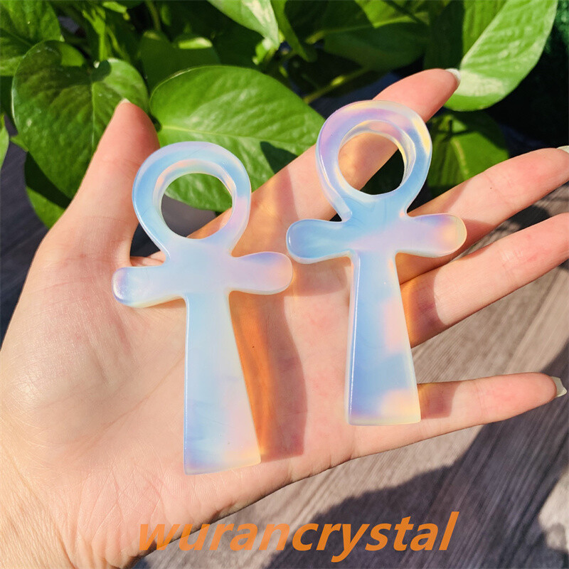 3″+ Natural Quartz Crystal Obsidian point Anka Life Key Life Symbol Cross gift