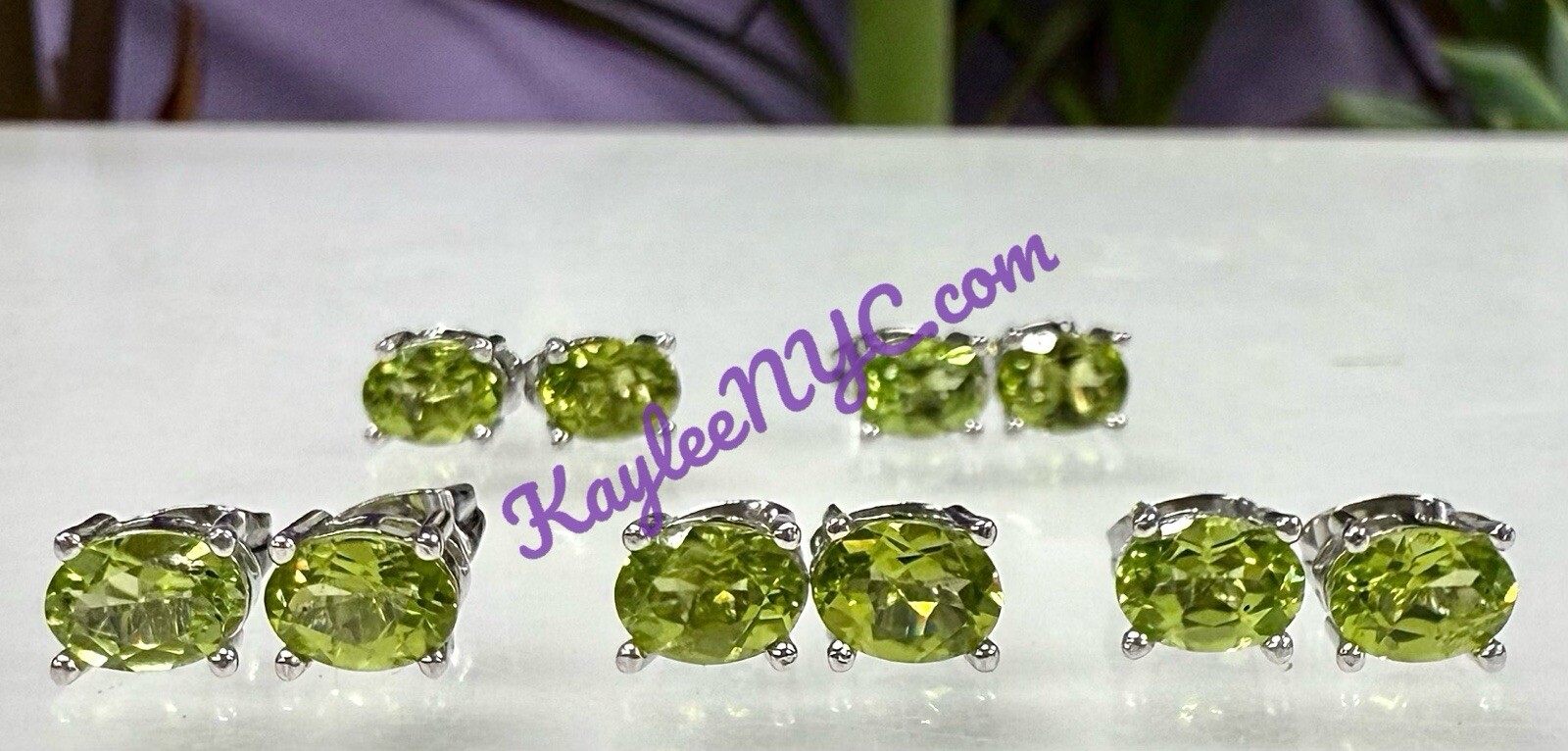 Wholesale Lot 5 Pairs Natural Peridot Sterling Silver 925 Studs 5x7mm