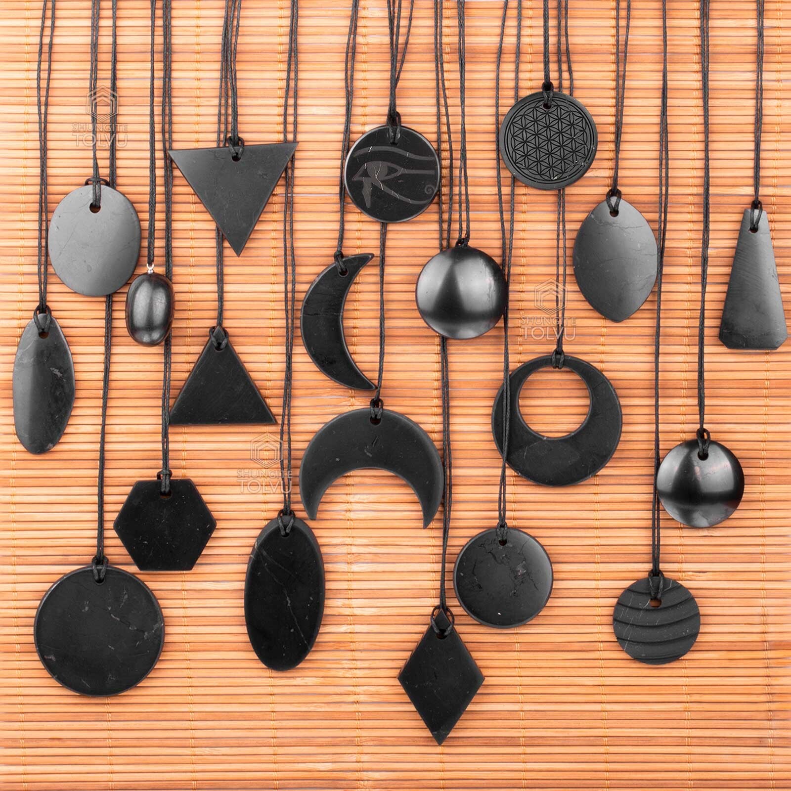 Shungite Pendants – No Fake – 12x Styles – Authentic Stone Necklace – Tolvu