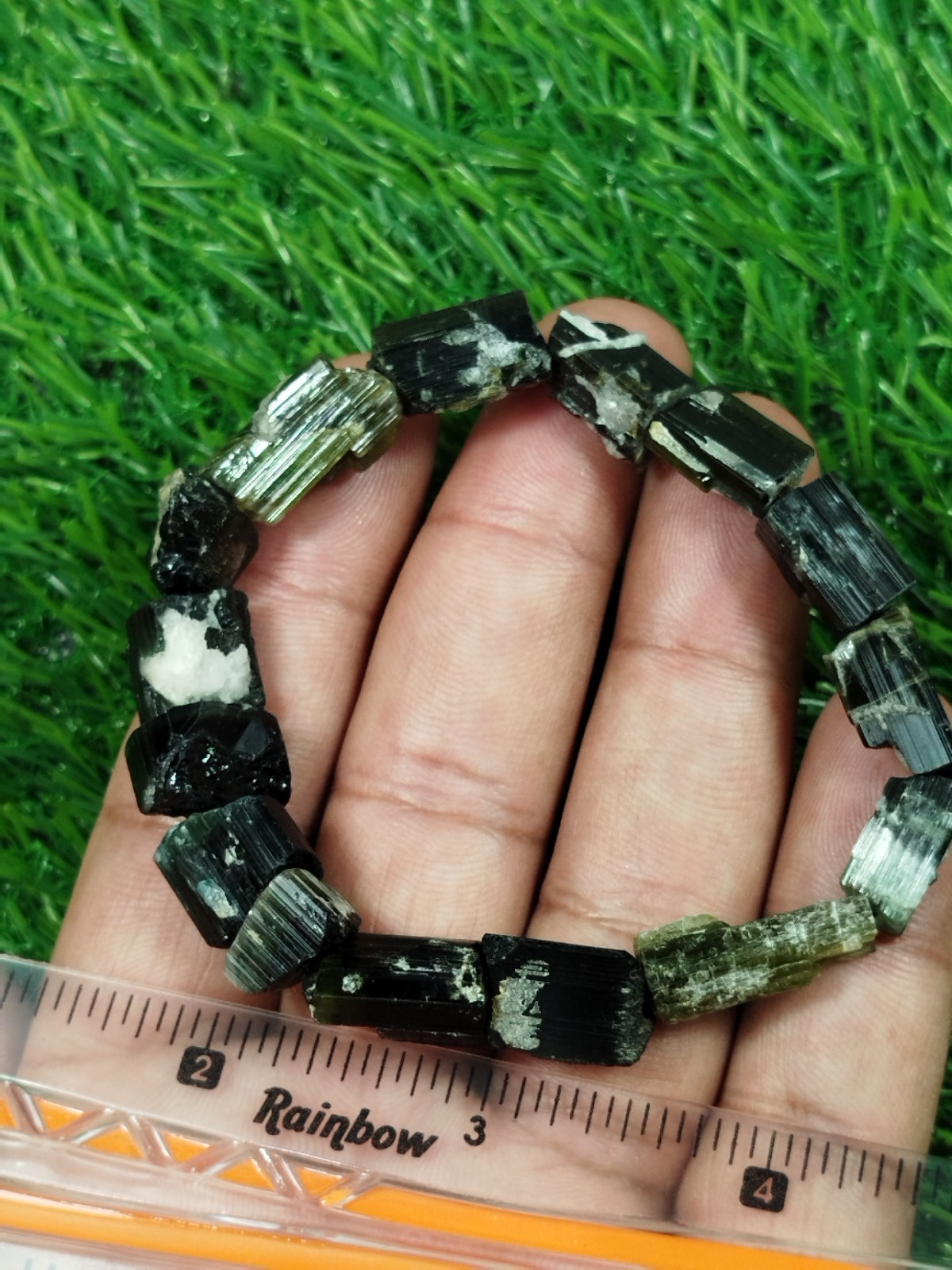 32 Grams Green Cap Tourmaline Stackable Bracelet From Skardu Pakistan