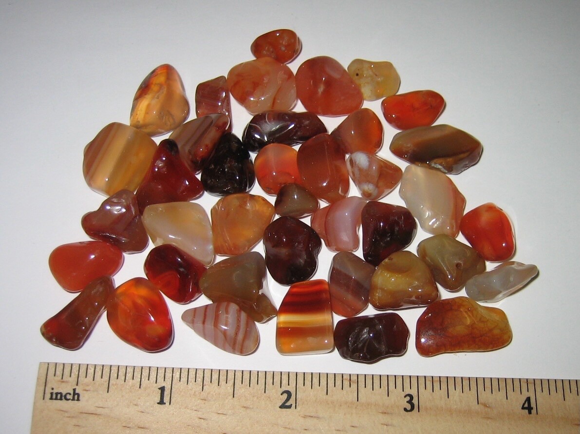 39 TUMBLED POLISHED SMALL NATURAL 0.3″- 0.6″ CARNELIAN AGATE STONES 77.9grams *3