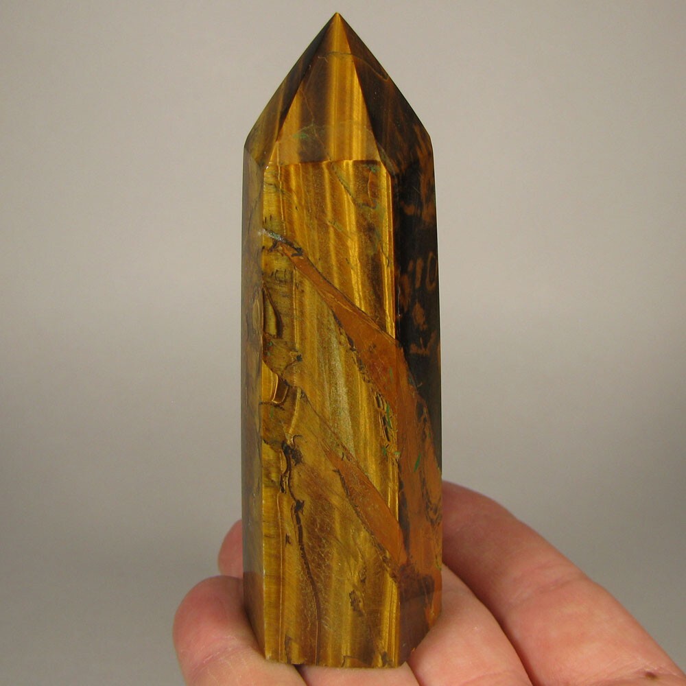 4″ TIGER EYE Polished Gemstone Point Tower Obelisk – South Africa