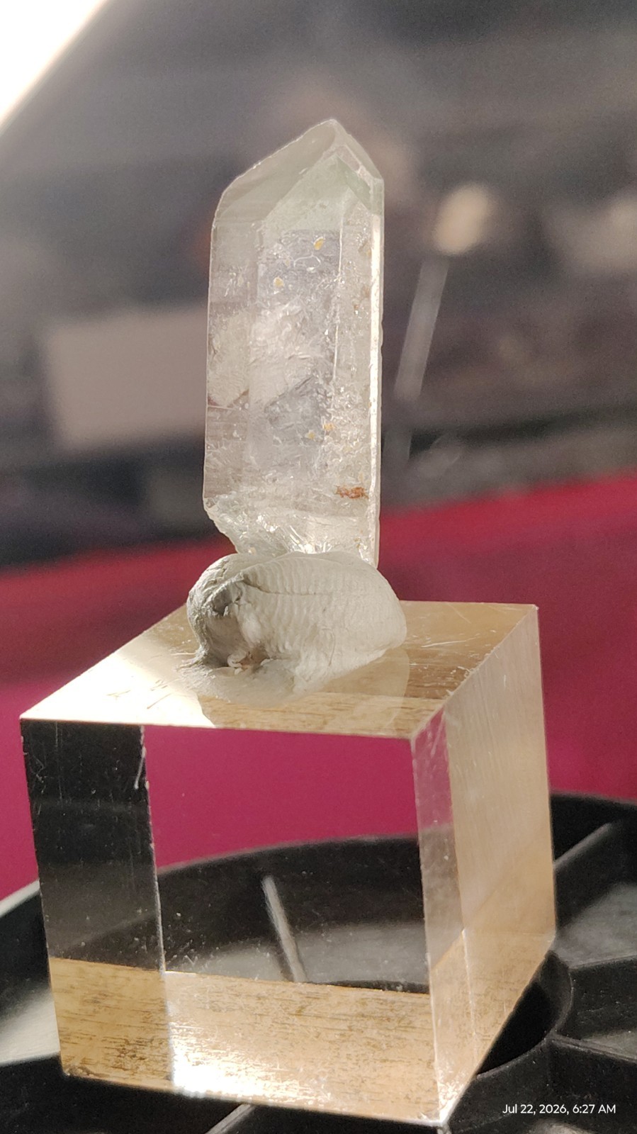 30mm Green Chlorite Phantom Quartz Crystal Point Meigu China Thumbnail Specimen