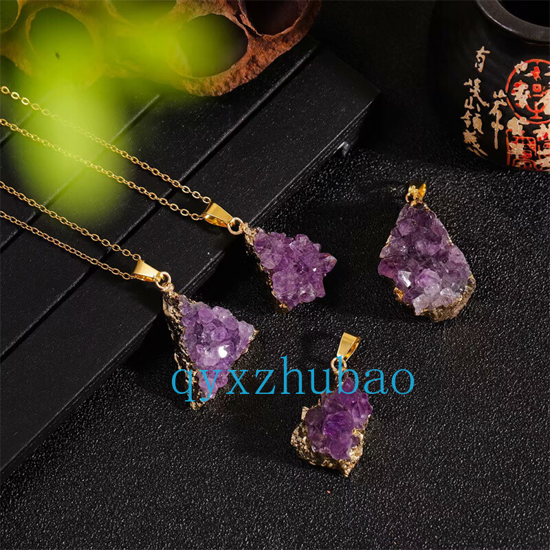 1PC Natural Amethyst teeth Pendant Irregularity Quartz Crystal Reiki Healing