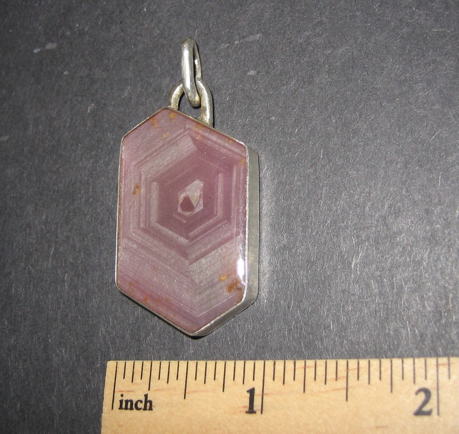 36mm x 22mm RUBY CRYSTAL STONE MINERAL SILVER PENDANT TANZANIA W/ RESIN COATING