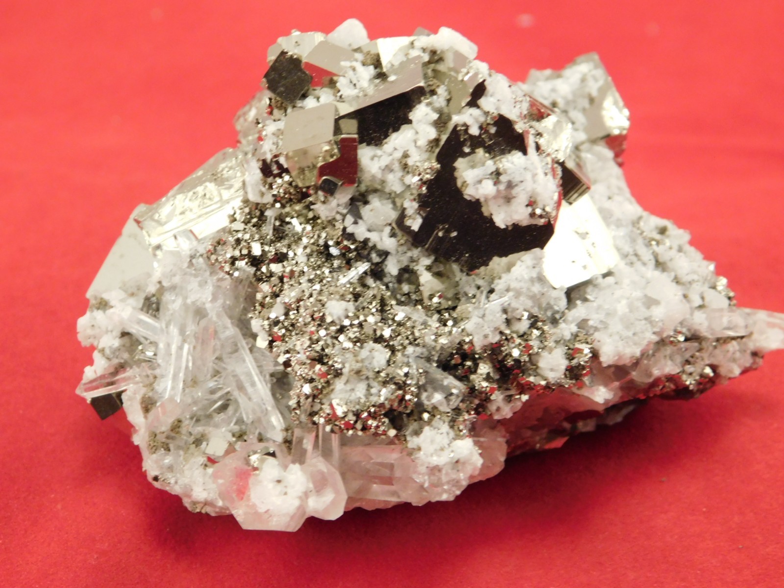 Larger! SUPER Nice PYRITE Crystal CUBE Cluster with Quartz Peru 297gr