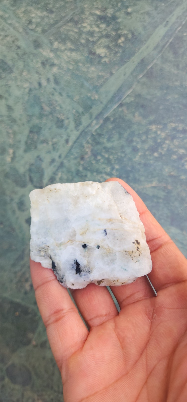 Natural AAA Full Flashy Indian Rainbow Moonstone Raw Specimen One Side Polish