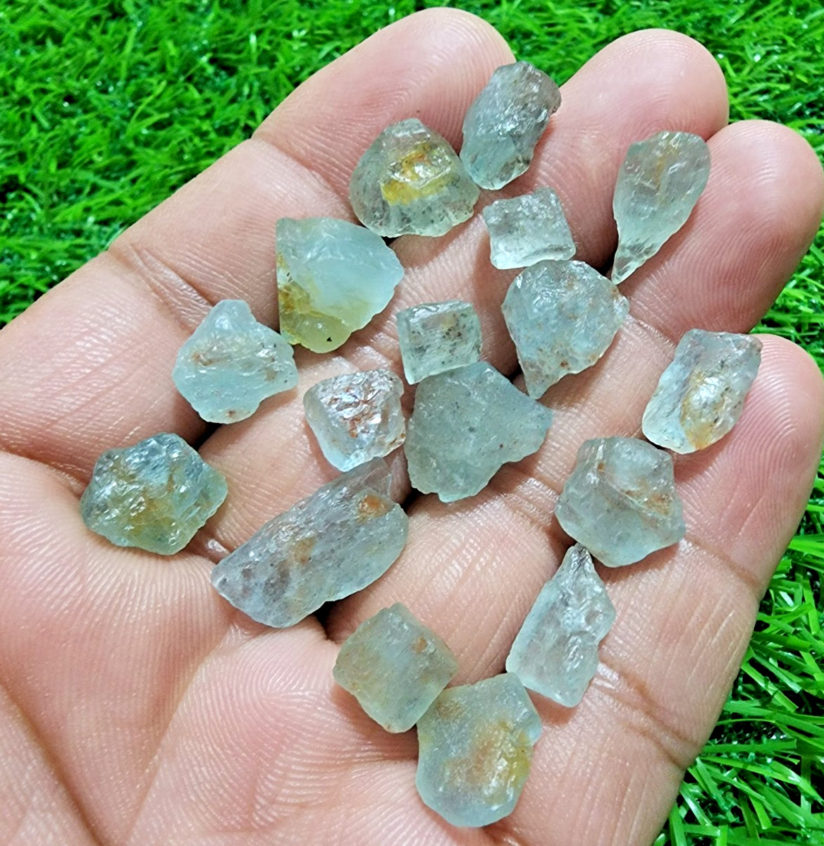 17 Pcs Lovely Blue Aquamarine Gemstone Rough Lot 8-16mm Aquamarine Raw Stones