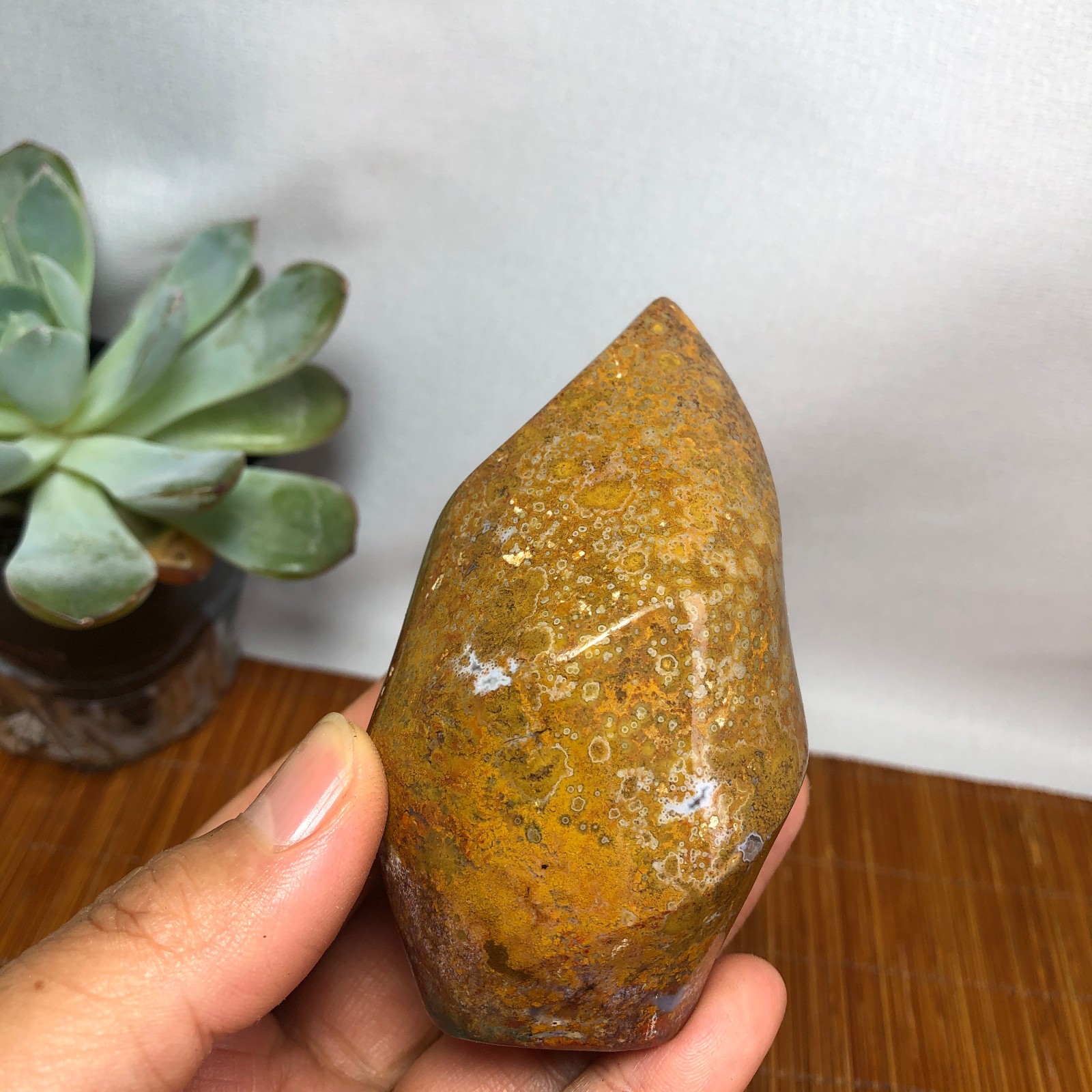 Natural Ocean Jasper torch Hand carve polish/rough Crystal free standing A7184
