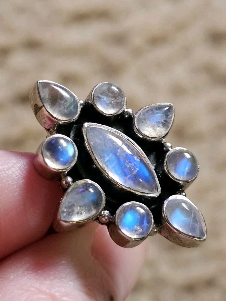 Sterling Silver Moonstone Ring, Size 5, Crystals & Stones, Mineral Specimen