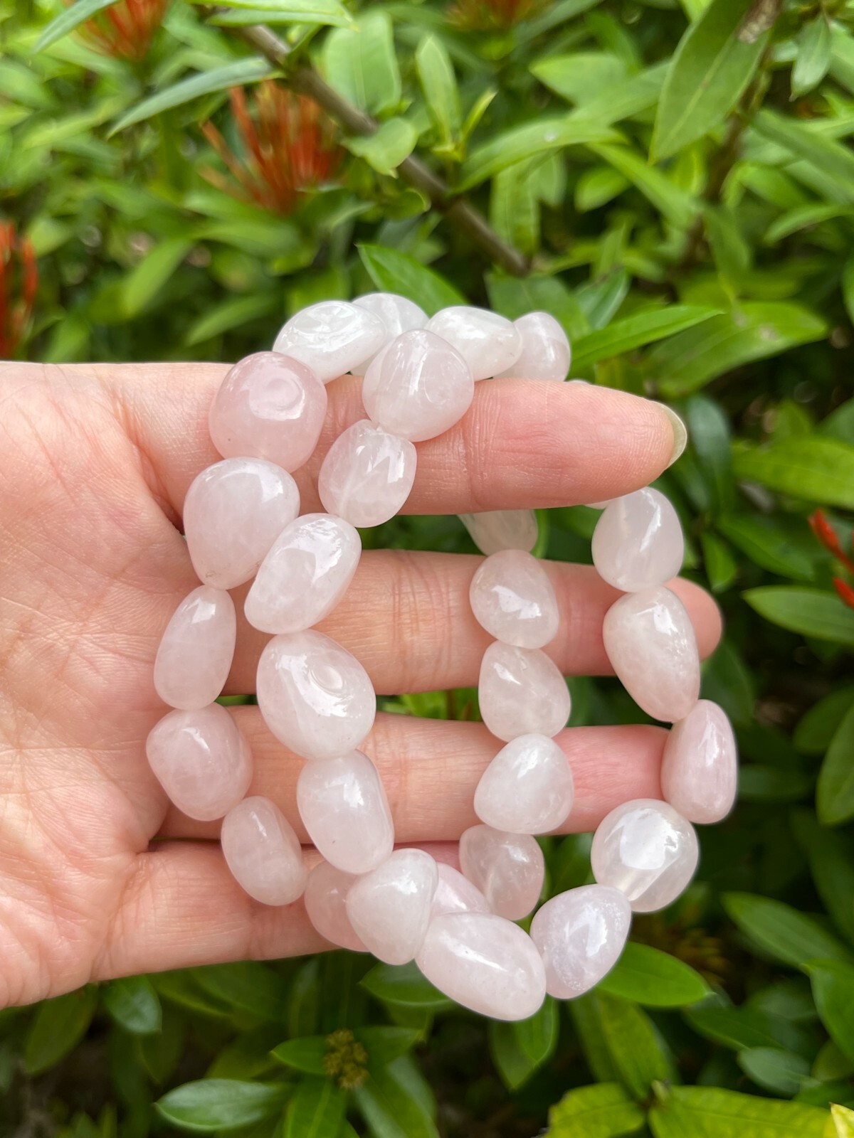 Grade A++ Rose Quartz Crystal Nuggets Bracelet, Genuine Gemstone, Wholesale Lot