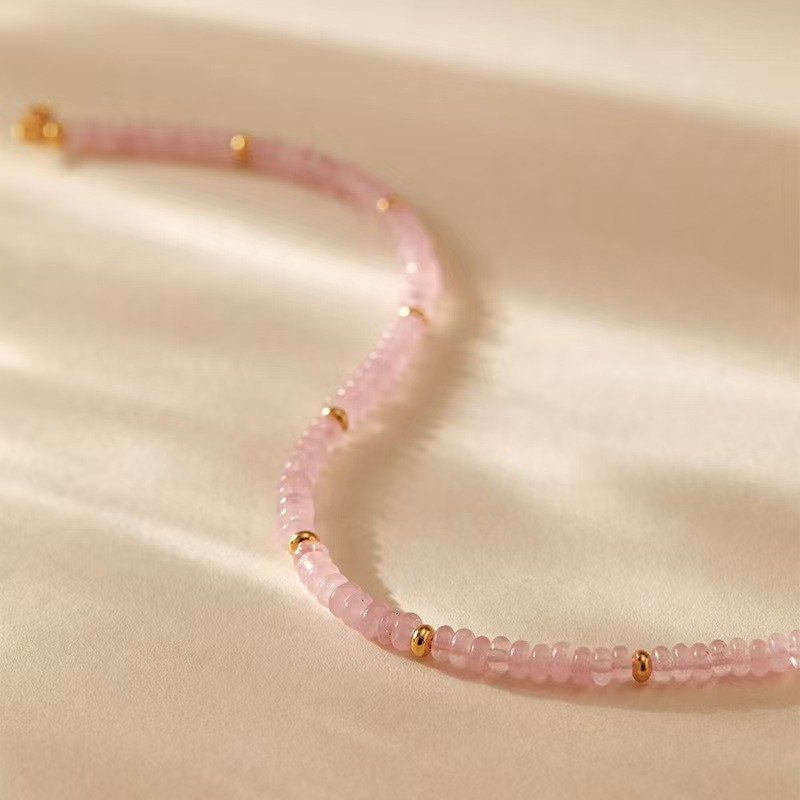 Natural Rose Quartz Choker Dainty Pink Stone Queen Crystal Necklace ReikiJewelry