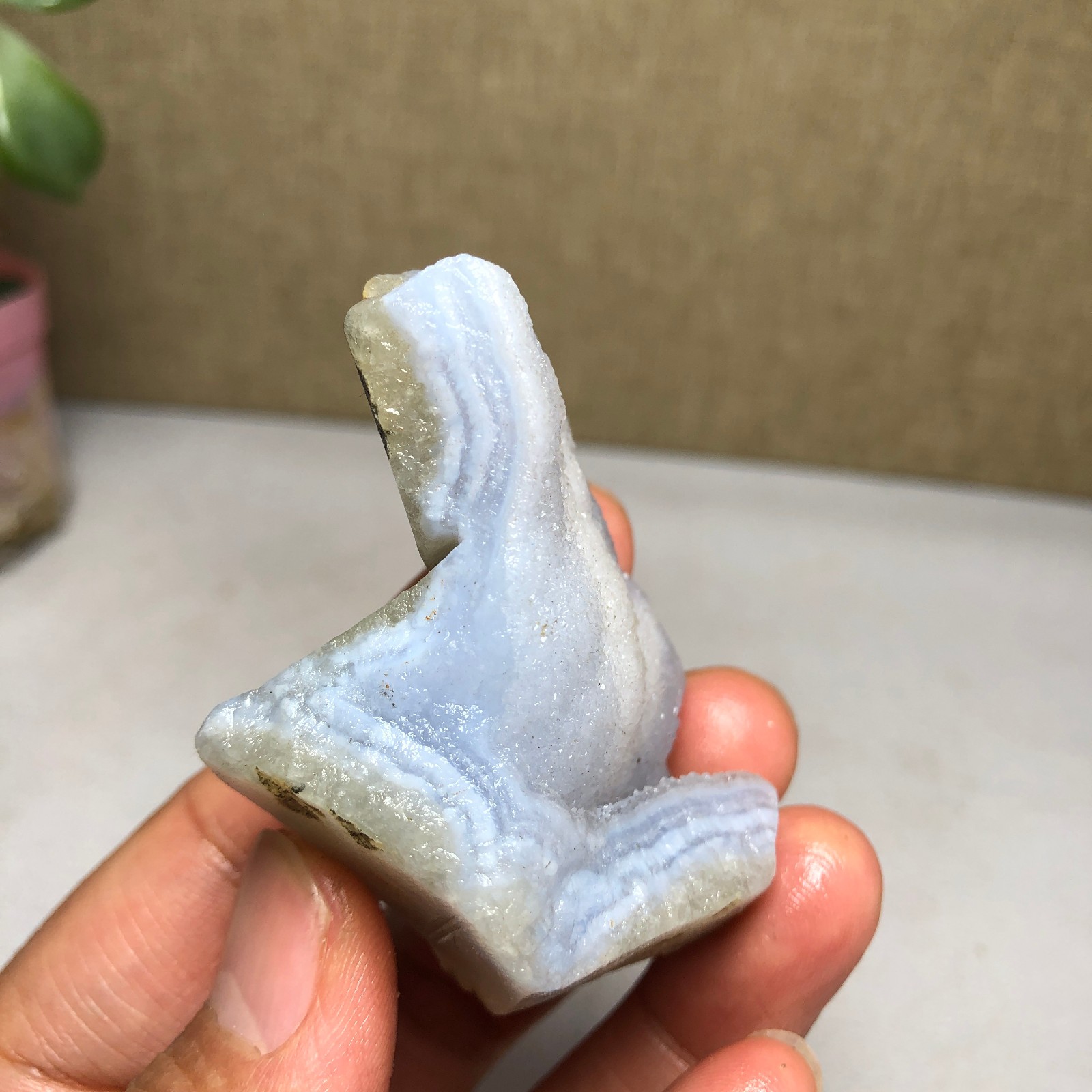 62-31-20mm Natural Blue chalcedony Crystal gemstone Rough Mineral Specimen A2162