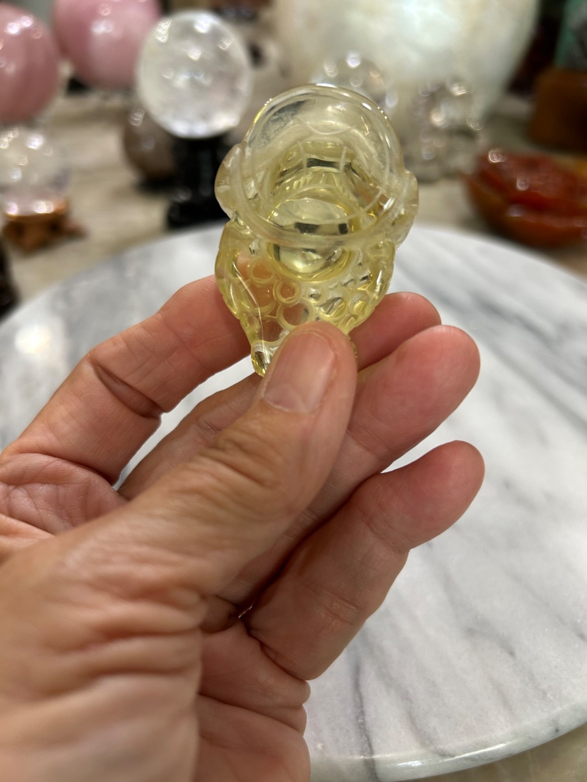 Citrine golden toad 3 legged money Toad carving small feng shui