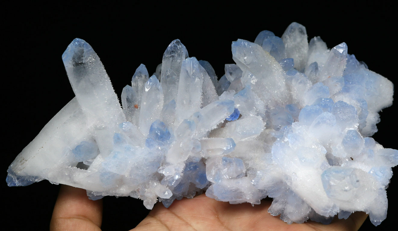 1.72lb Rare Beatiful Blue Tibetan Ghost phantom Quartz Crystal Cluster Specimen