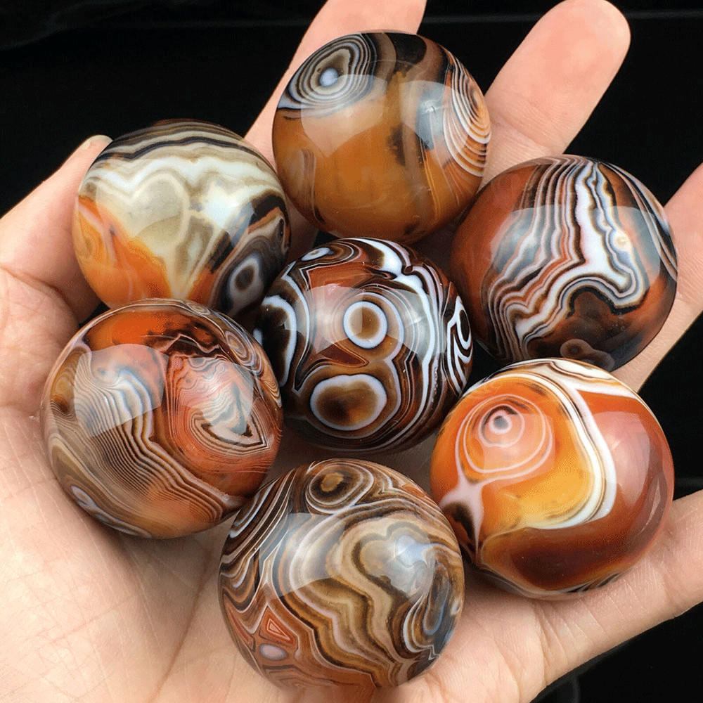 1Pc Natural Silk Agate Ball Quartz Crystal Sphere Ball Healing Gemstone DIa.30MM