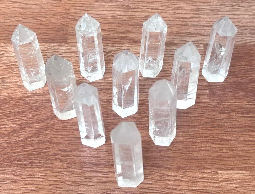 10pcs Bulk 2”+ Natural Clear Quartz Crystal Point Wands Tower Obelisk Polished