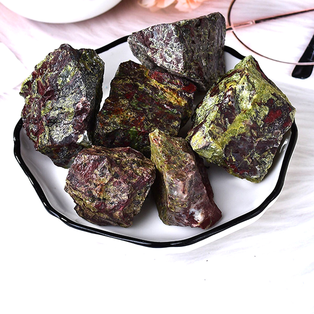 3PCS Raw Dragon Bloodstone Jasper Healing Crystal Rough Rock Specimen Gifts