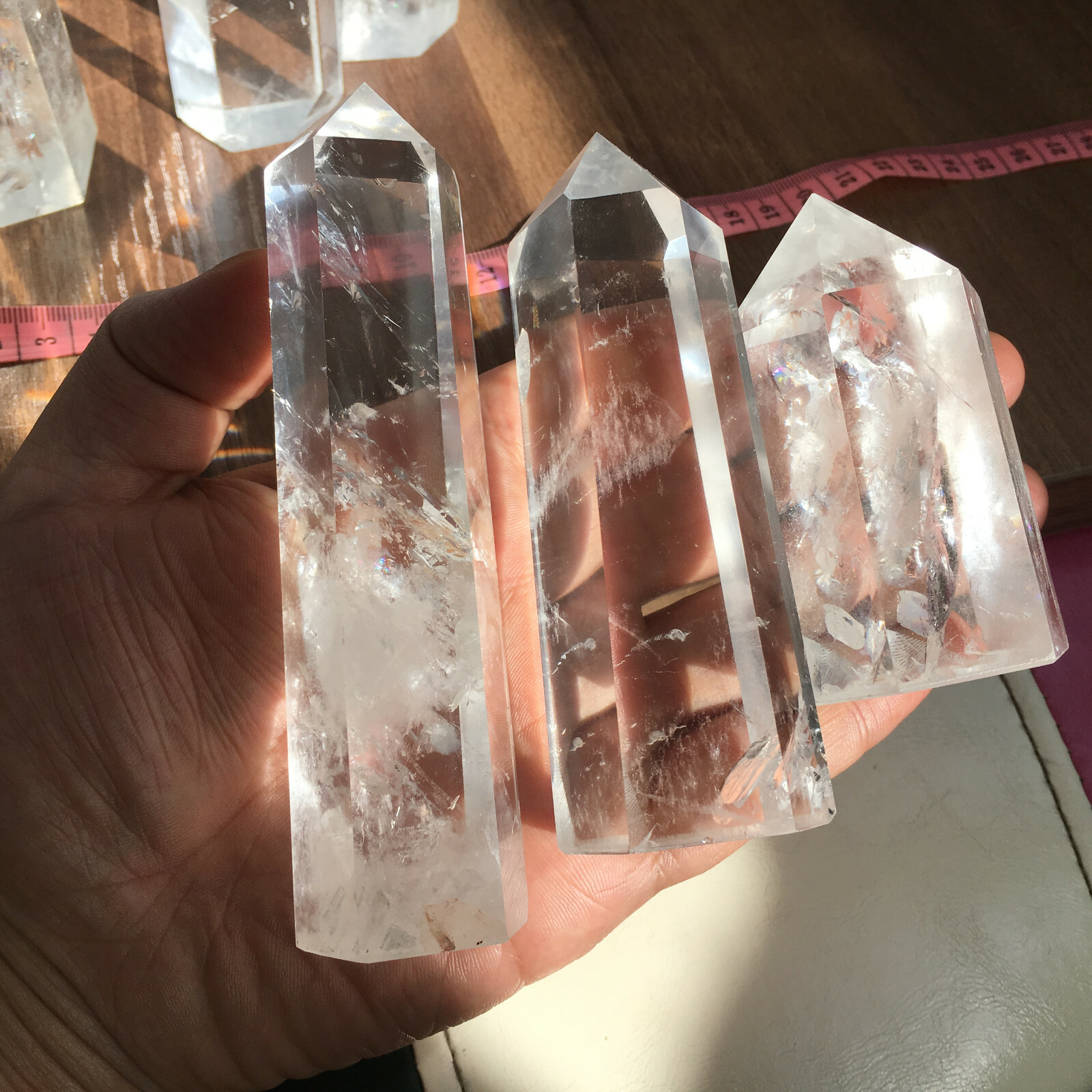 6PCS Natural clear quartz obelisk crystal WAND point healing random