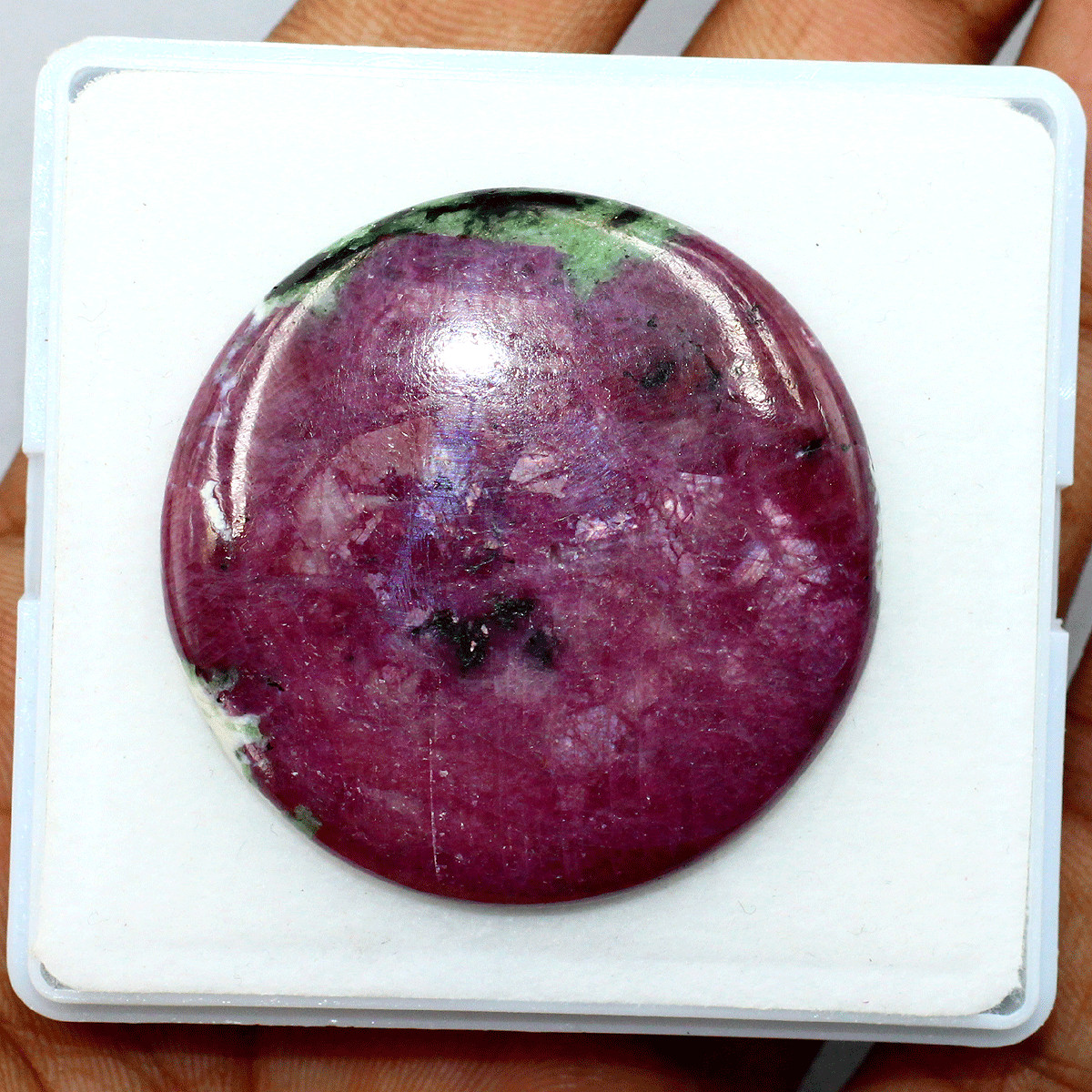 27.81g Natural Flashy Ruby Zoisite Collectible Crystal Coin Palmstone Specimen