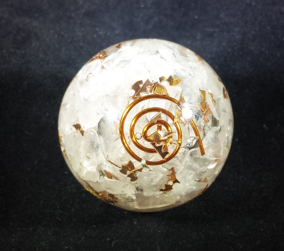 MEDIUM (40-50mm) ROSE QUARTZ ORGONE GEMSTONE SPHERE ORGONITE SPHERE