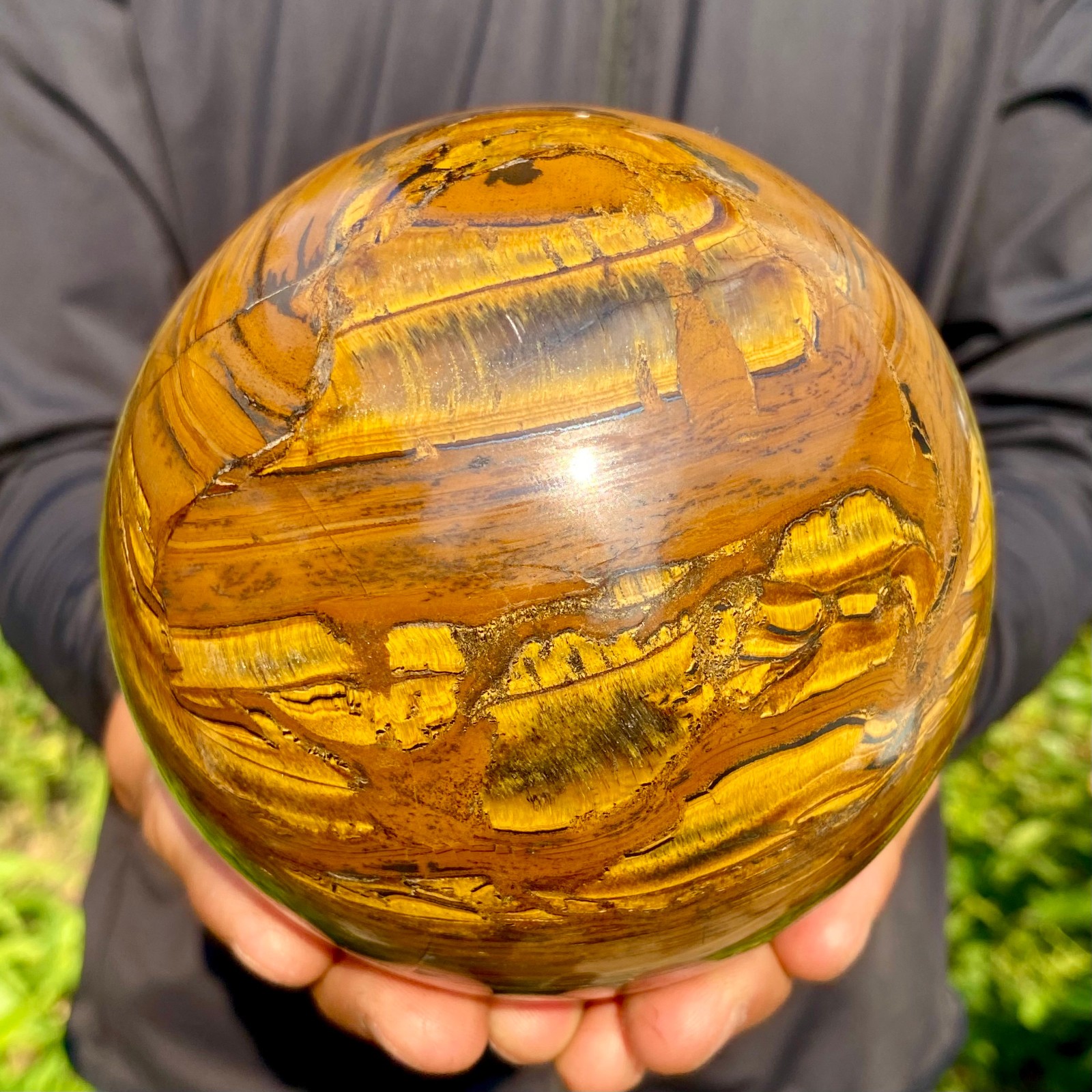 4.47LB Large Natural Tiger’s Eye Ball Quartz Crystal Sphere Gem Healing Décor