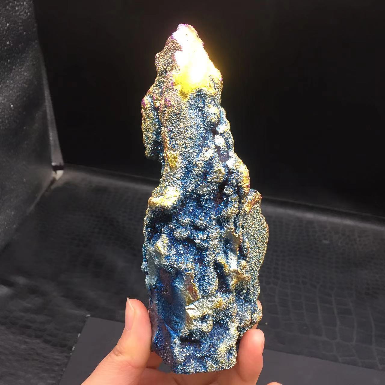 Angel Aura Natural Sphalerite Druzy Crystal Geode Point Pillar Healing Decorate
